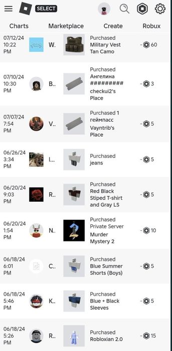 Продается аккаунт Roblox.
