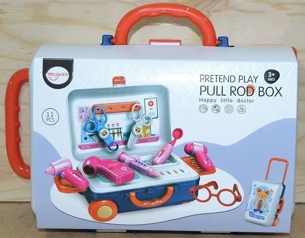 Rod box. Набор доктора в чемодане на колесах. Pretend Play Pull Rod Box. Набор детских инструментов Pull Rod Box. Набор доктора veld co (88680).