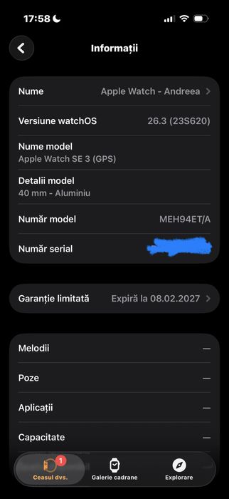 AppleWatch SE 3 2025 ( GPS) + 4 bratari cadou