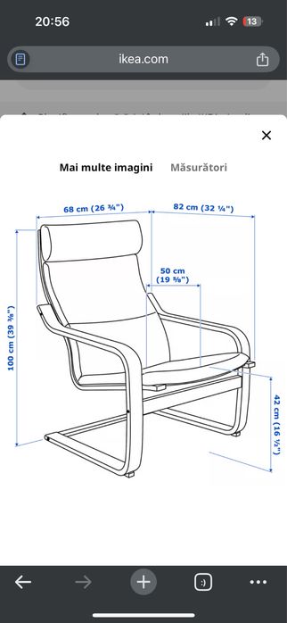 Fotoliu IKEA POÄNG – negru-maro / Hillared antracit