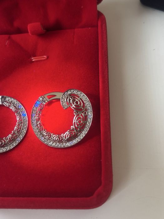 Златни 18каратови обеци с 96 естествени диаманти 7.59гр