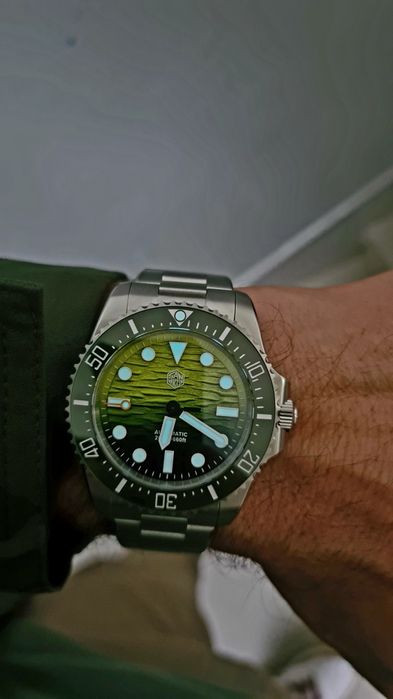 Ceas San Martin SN0126-GS Green 38mm Myiota 90S5. Nou! La cutie, Factură și garanție 2 ani.