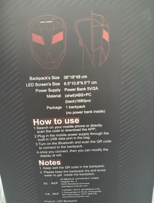 Rucsac Moto cu Ecran LED Programabil, Design Waterproof, Negru.