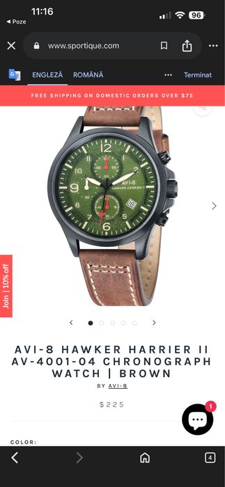 Ceas barbatesc AVI-8 HAWKER HARRIER II Cronograf