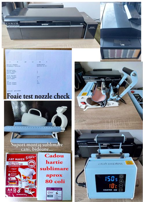 Imprimantă Epson L805+ Presă Căni Craft Express pentru sublimare, dar si materiale gata de sublimare
