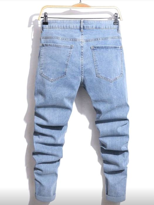 Manfinity LEGND Blugi slim fit pentru bărbați, cu buzunare rupte, casu