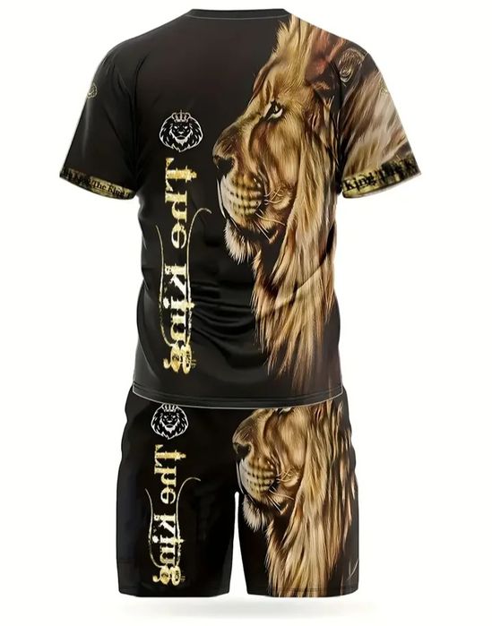 Set tricou și pantaloni scurți imprimeu "The lion king" mărimi M/L/XL