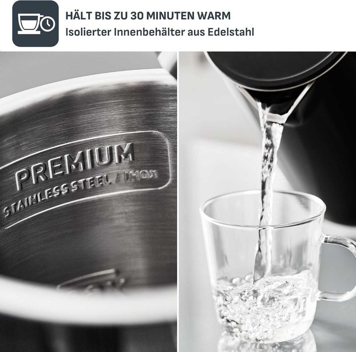 Tefal Smart'n Light 1L кана с избор на температура и функция за поддържане на топлината, цифрова кана с LED дисплей, бързо загряване,  1 ЛИТЪР