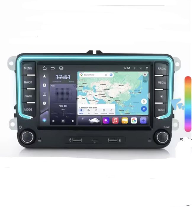 Navigatie cu lumini ambientale VW Sear Skoda - Carplay si Android Auto Wireless