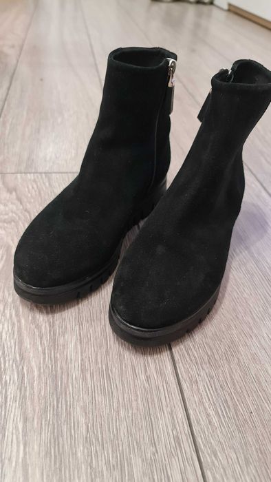 Botine Anna Cori, piele intoarsa, negre, nr 36