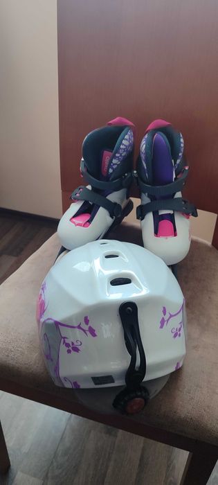 Детски ролери Oxelo Play 5 Light Grey номер 28-30 с Каска
