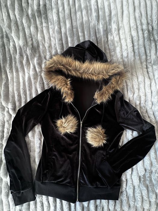 Luxury Black Velvet Hoodie with Faux Fur Custom Statement Piece