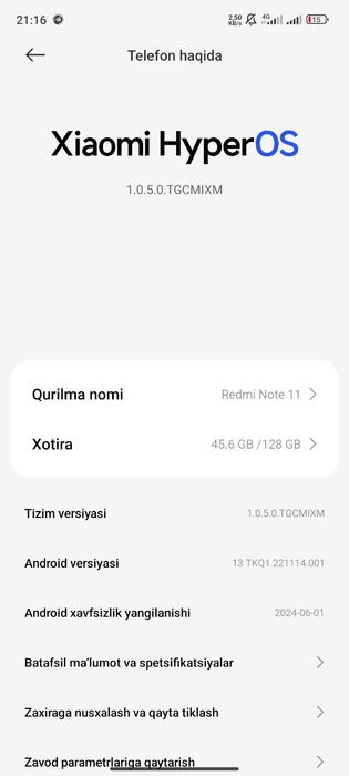 Redmi not 11 128 talinarxi 1milion 1yuzkam bor obmen ham bor
