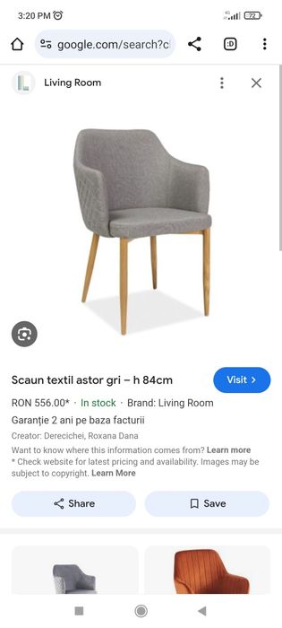 Set 3 scaune bucatarie masa stofa gri