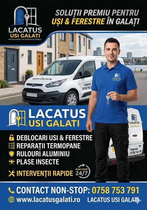 Reparatii Usi/Deblocari Usi/Reparatii Termopane/Yale Usi/Butuci Usi/Manere/Plase insecte/Rulouri