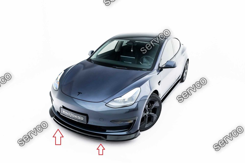 Pachet Set Splitter Exterior Lip Prelungiri Body kit tuning Tesla Model 3 2017-2023 v4 - Maxton Design