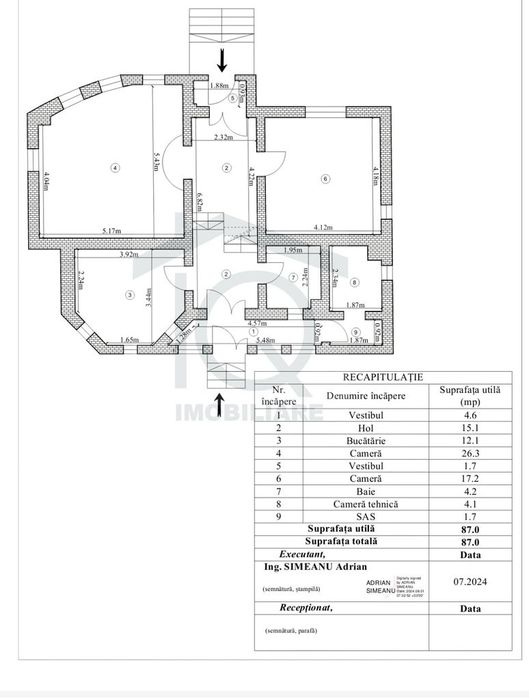 Vila 5 camere, teren 1070 mp, relizata in regie proprie