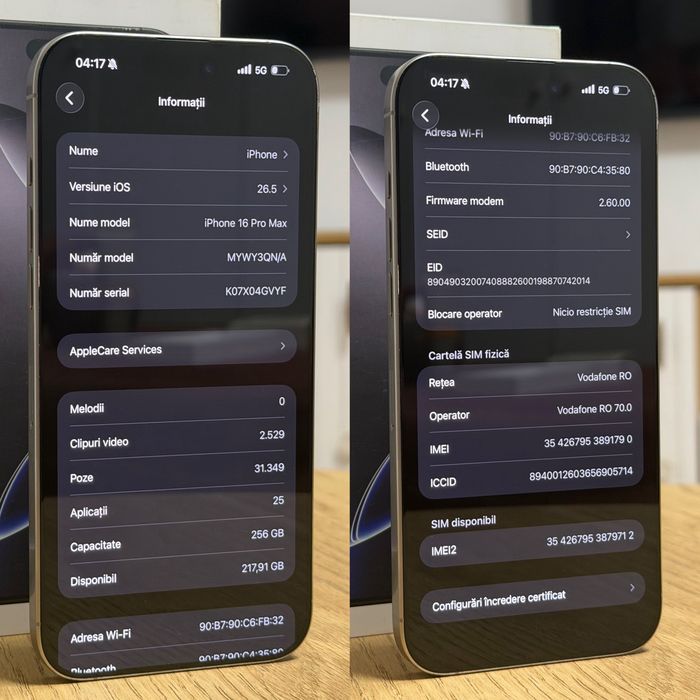 iPhone 16 Pro Max - 256GB - Complet Original - Natural Titanium