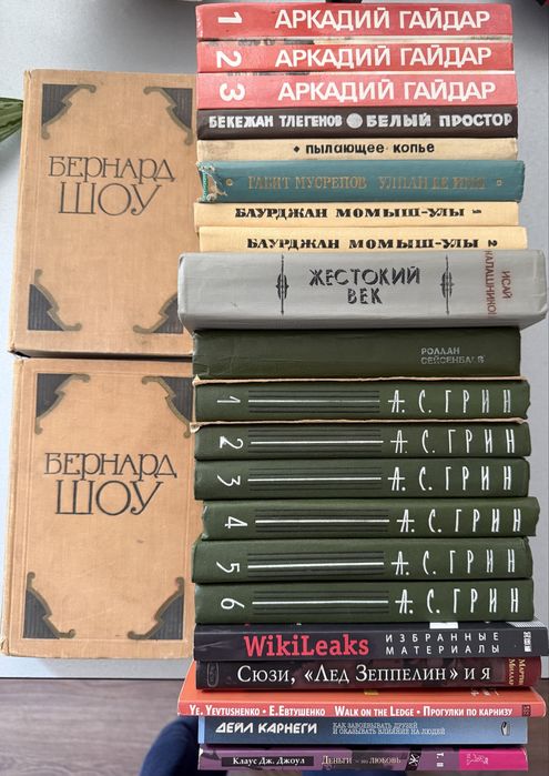 Много книг из домашней библиотеки.