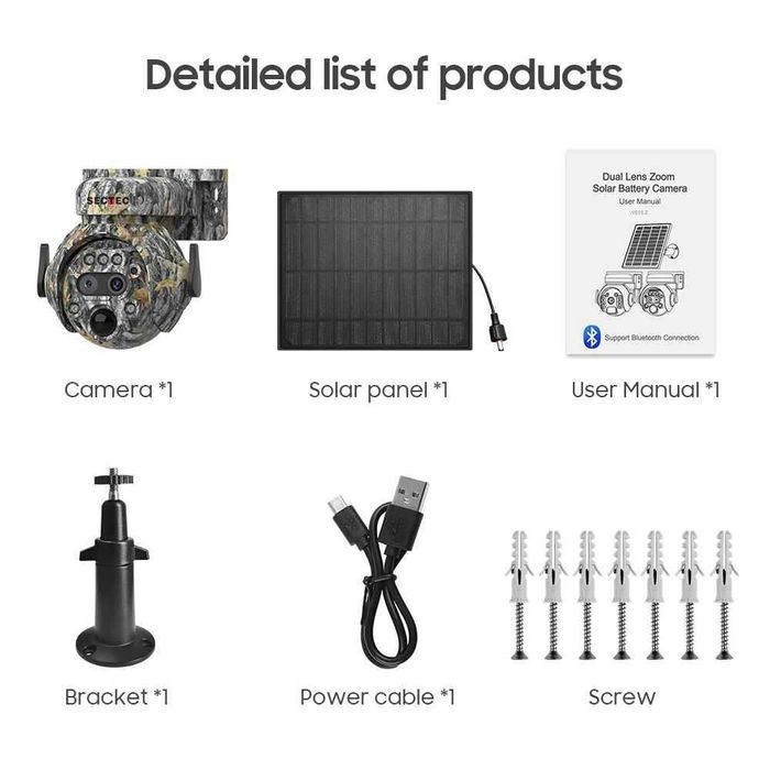 6MP Соларна камера за наблюдение, инфрачервена технология, 4G PIR IP66