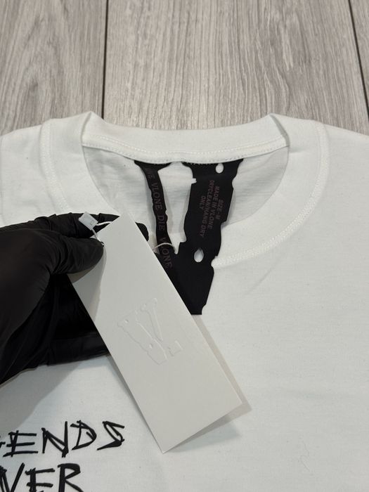 Vlone x Juice WRLD white tee print față/spate – mărimea M