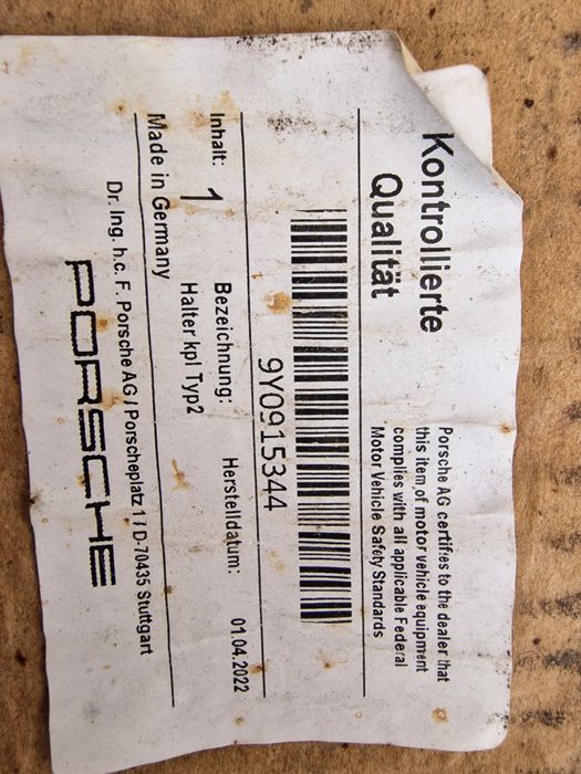 PORSCHE Cayenne Panamera Taycan 971 97A 97B Скоба 9Y0915344