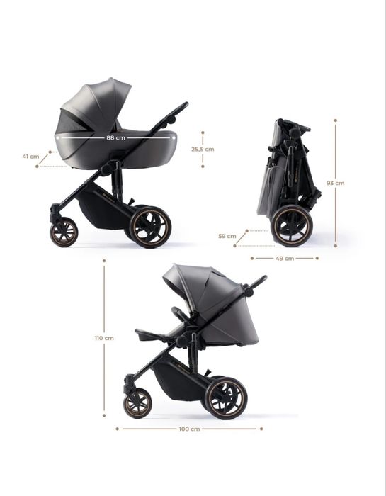 Carucior 3 in 1 Kinderkraft PRIME 2 3in1 MINK PRO, Grey
