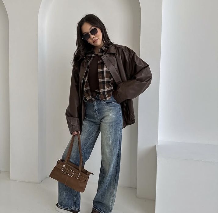 Кожанная куртка женский