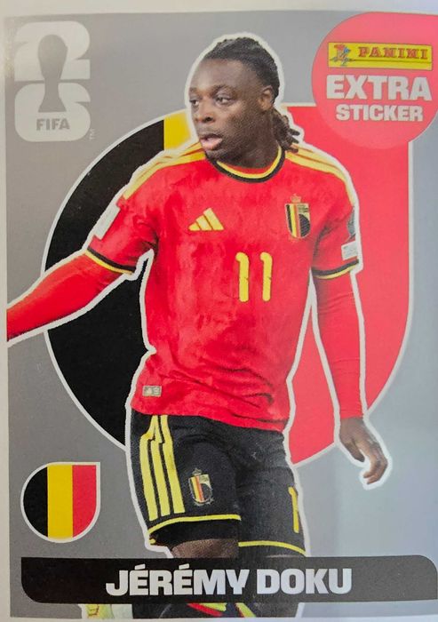 Extra stiker world cup gold si silver Jeremy Doku Belgia