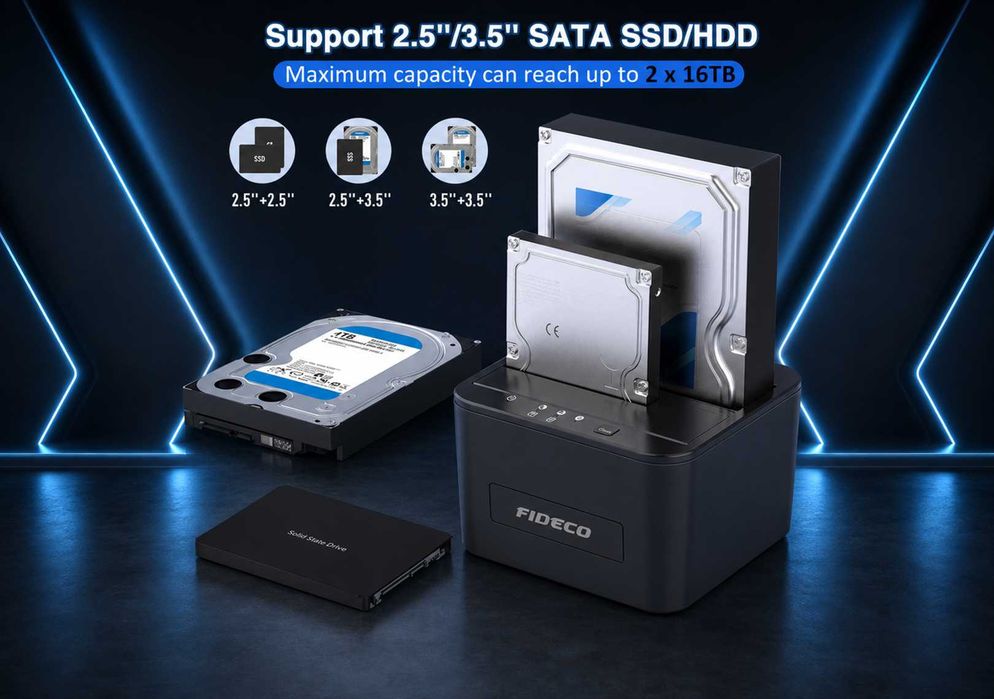 Док-станция FIDECO YPZ04-S2 USB 3.0 для HDD/SSD, двойной отсек