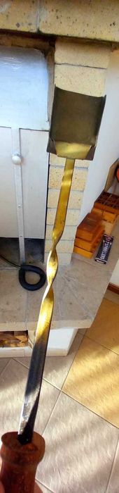 Аксесоари за камина от ковано желязо и духало - естествена кожа и мед