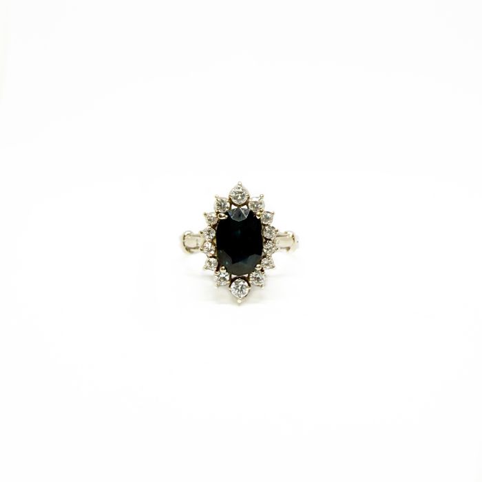 Inel din aur 18k cu safir si diamante naturale