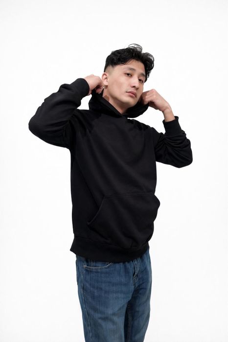 Черное худи (двухнитка) | лёгкое и удобное