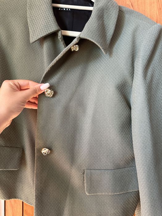 ZARA сако/яке, цвят-каки (зелен)