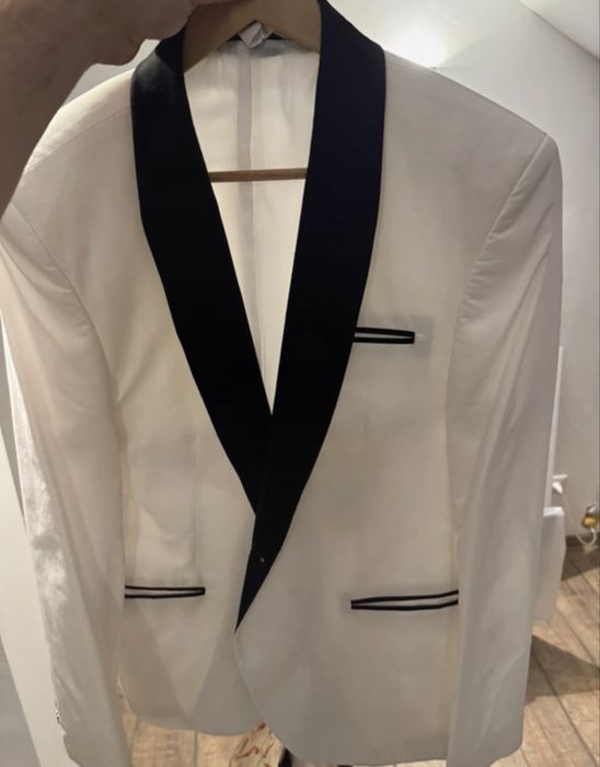 Sacou alb de vara smart casual