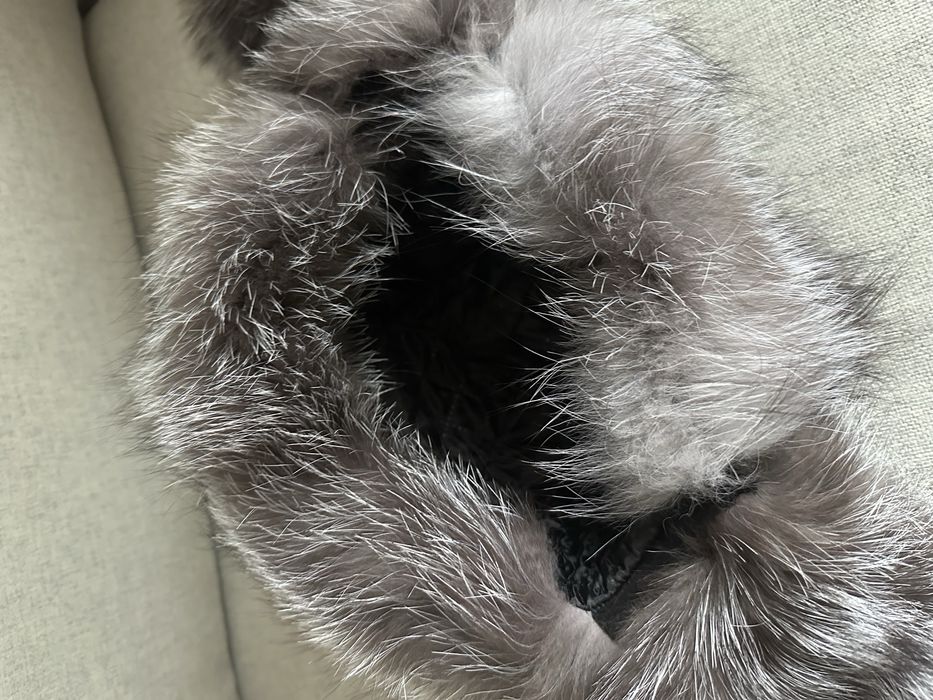 Caciula vulpe argintie lux noua S