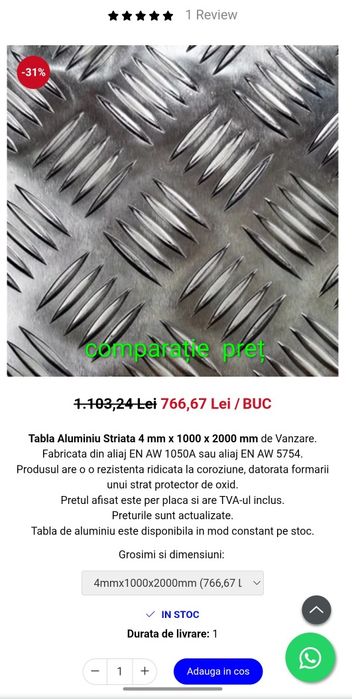 Tablă  Striată  Aluminiu