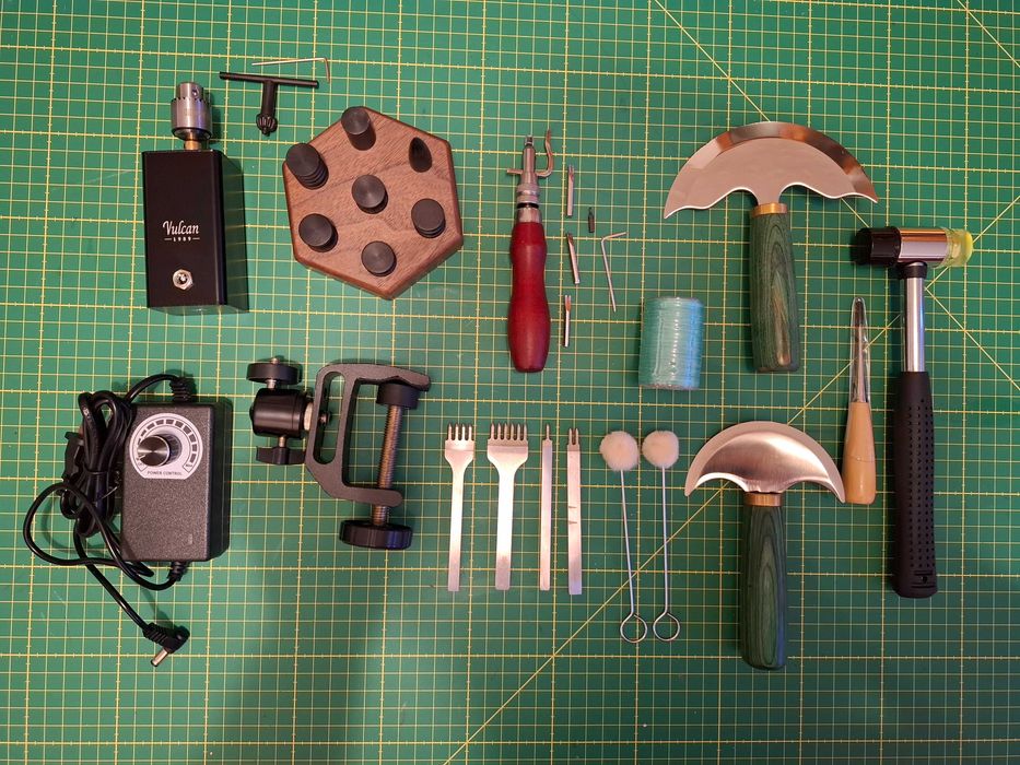 Set profesional burnisher electric pielarie, curele, piele + unelte