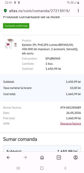Vând acest epilator IPL Philips Lumea nou