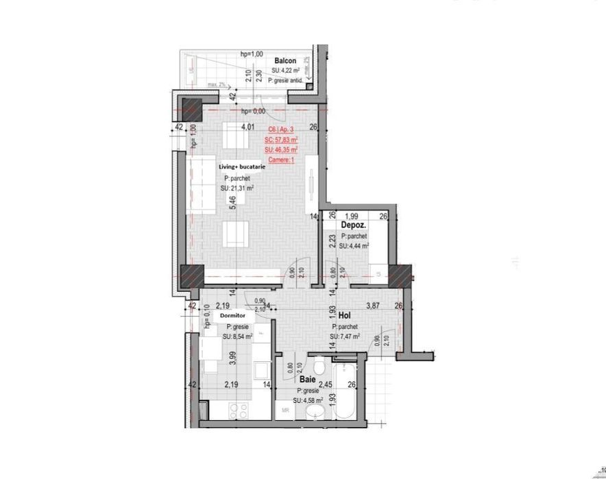 Apartament NOU INTABULAT 2 camere 50 mp+ loc parcare Copou 120000 EURO