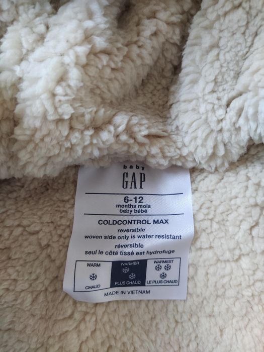 Ново зимно черно яке с пух двулицево бебе момиче Гап Gap 6-12м 62-74см