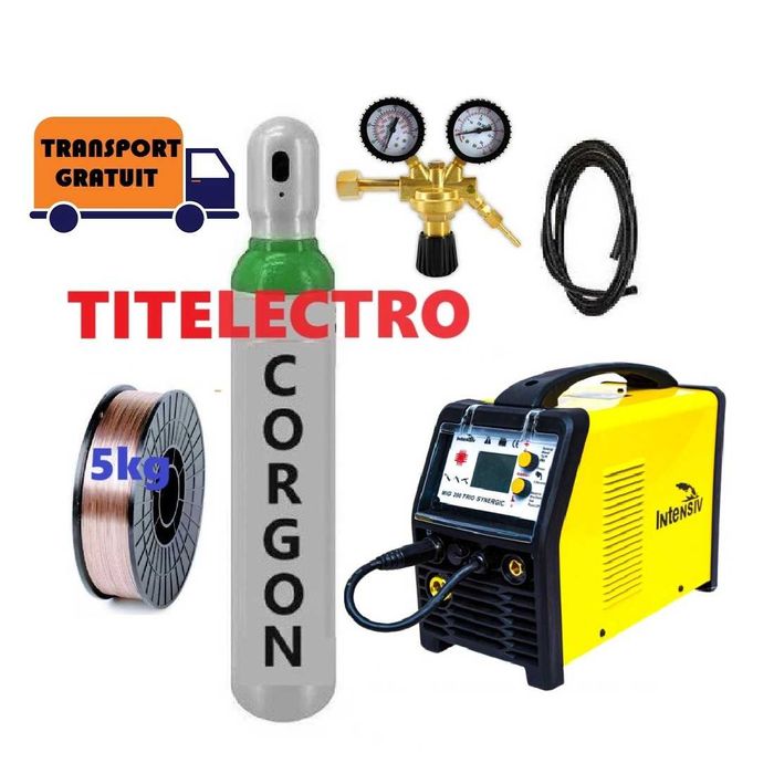 Aparat sudura MIG 200 Trio Synergic + tub plin + reductor + sarma 5kg