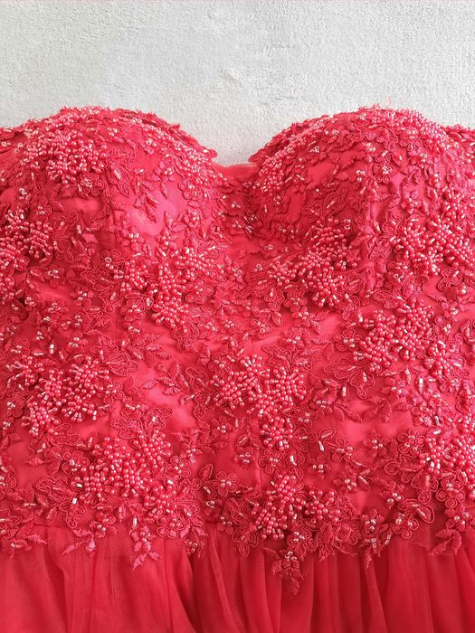 Rochie bijuterie corset seara rosie