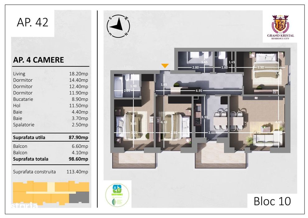 Resedinta premium cu 4 camere, 2 balcoane - Parc Tudor Arghezi — fotografia 3