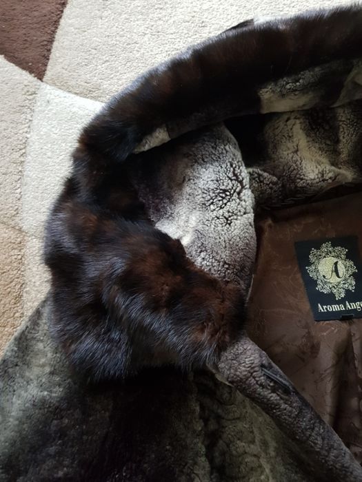 Шуба мутоновая цвет серый