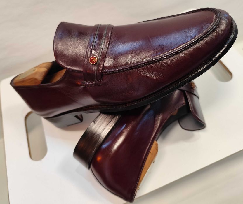 Pantofi loafer de lux 44 44.5 Moreschi lucrati manual piele naturala moale maro castana