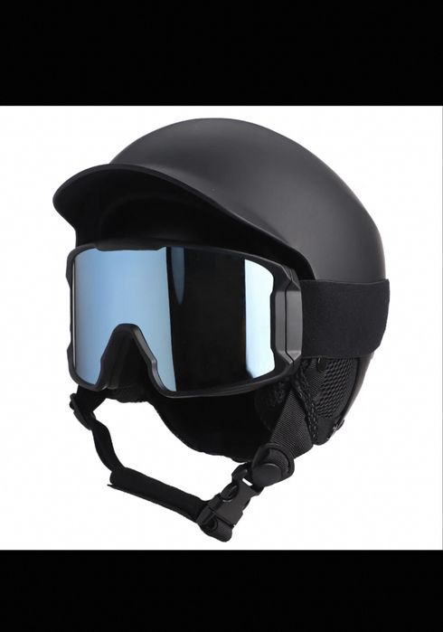Горнолыжный шлем + маска | Matt Black / Red Mirror
