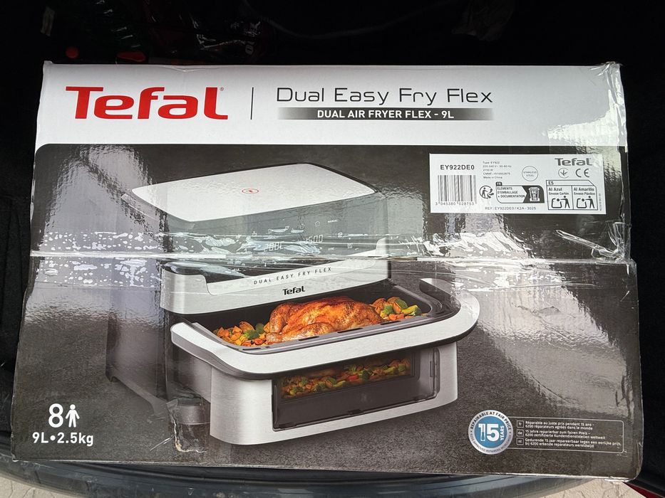 Подарен Air fryer TEFAL Dual Easy Fry Flex, неизползван