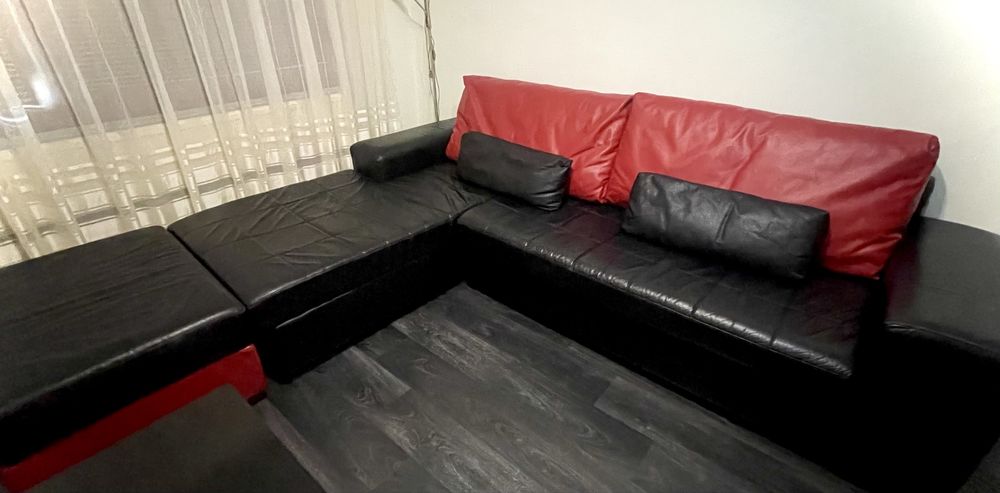 Ъглов диван естествена кожа