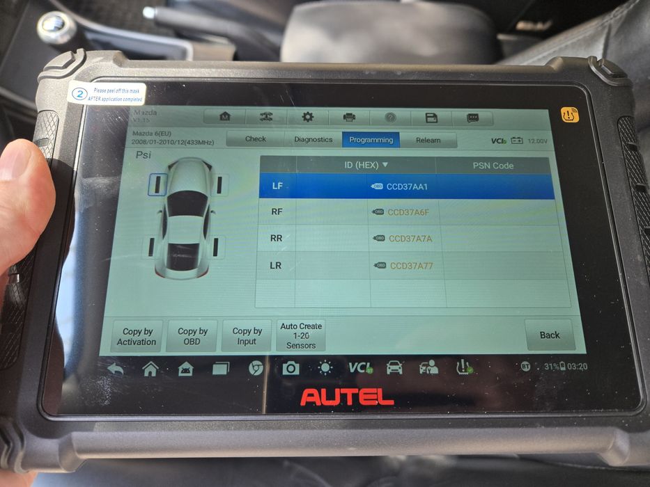 Обучение на TPMS датчици за гуми